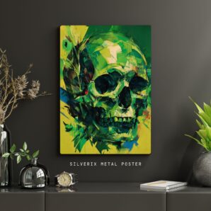 Abstrct Art Green Skull